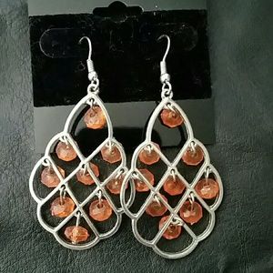 Silver and peach earrings